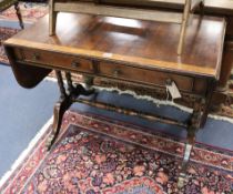 A Regency style cross banded mahogany sofa table W.93cm