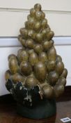 A wooden finial W.22cm approx.
