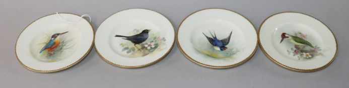 A set of four Royal Worcester bird plated plates by W Powell