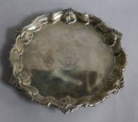 A late George II silver waiter, London, 1756, 18.7cm, 8 oz.