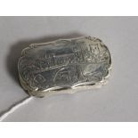 A Victorian silver vinaigrette, engraved with Windsor Castle?, Nathaniel Mills, Birmingham 1847,