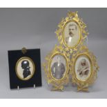 A mid Victorian triple frame and silhouette frame height 28cm