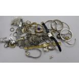 Assorted silver jewellery and other items.