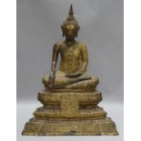 A Thai bronze seated figure of Buddha, 19th century H.52cm.