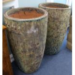 A pair of large Volcanic style pots W.55cm