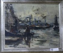 Jan Kormyars, oil, Port scene