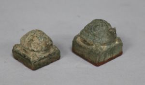 Two Chinese bronze turquoise seals