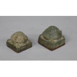 Two Chinese bronze turquoise seals