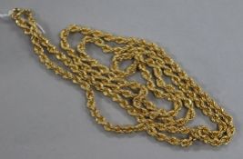 An 18ct gold ropetwist chain, 80cm.