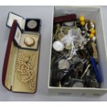 A quantity of assorted costume jewellery and other items including wrist watches.