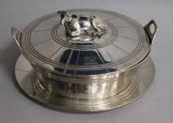 A William IV silver butter dish and cover and stand, Joseph & John Angell, London 1833, dish