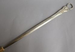 A George IV silver hourglass pattern mead skewer engraved with the Arms of Egremont, William