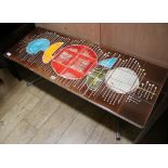 A 1960's tile topped coffee table W.123cm