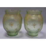 A pair of Austrian or Bohemian enamelled iridescent glass vases c.1900 height 18.5cm