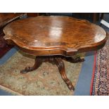 A Victorian inlaid walnut loo table W.142cm