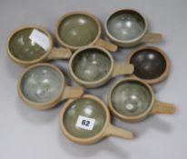 Eight St Ives celadon glazed stoneware small dishes