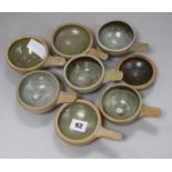 Eight St Ives celadon glazed stoneware small dishes