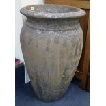 A pair of terracotta glazed urns W.53cm