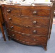 A Victorian mahogany five drawer bowfront chest W.106cm