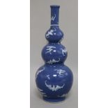 A Chinese blue ground triple gourd vase, seal mark height 28cm