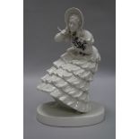 A B.rezl white glazed crinoline lady height 32cm