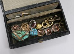 Two diamond rings and other mixed jewellery including gold.