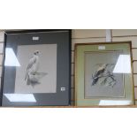 John Haywood (1936-1991), two watercolours, Snowy Eagle and Golden Oriole, signed, 34 x 27cm and