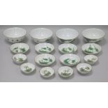 A set of Chinese enamelled porcelain Republic period, comprising four bowls, six saucer dishes and