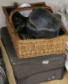 A leather travel case and mixed plate etc