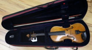 A three quarter size German violin c.1910 L.O.B. 13"