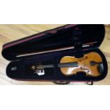 A three quarter size German violin c.1910 L.O.B. 13"