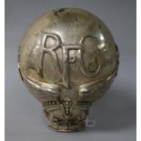 An unusual RFC plated mace finial or mascot together with RAF warrant papers for Leonard James