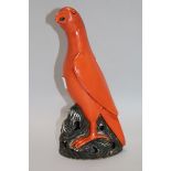 A Chinese coral red parrot height 28cm