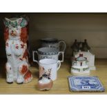 A collection Staffordshire jugs and mixed ceramics