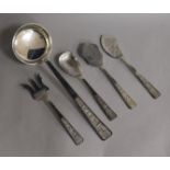 Assorted minor silver items including napkin rings, timepiece, sugar caster and condiments etc.