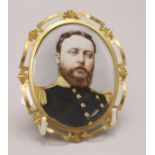 A portrait miniature of a naval officer c.1900 7.5 x 6cm.