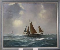 Dutch School, oil on canvas, sailing