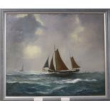 Dutch School, oil on canvas, sailing