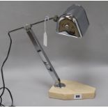 An Art Deco chrome desk lamp, signed Fare on base