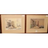 Two framed watercolours 'Bankside Black Friars' and 'Billingsgate'