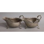 A pair of George V silver sauceboats, Martin, Hall & Co Ltd, Sheffield, 1922, 8 oz.