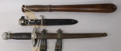 A German WWII Luftwaffe Officer's dress dagger, pattern no. 2 and two other items, the dagger