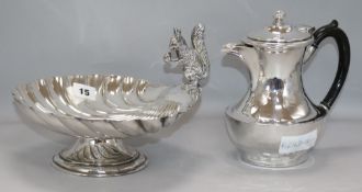 A silver plated 'squirrel' sweet dish and a coffee pot dish diameter 23cm