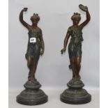 A pair of spelter figures height 47cm