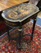 An ebonised brass mounted small table W.63cm.
