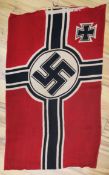 A German WWII Kriegsmarine flag, unissued, unfinished