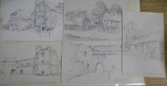 Walter Gandy, collection of eleven drawings, Southampton, Bournemouth and Swanage 11.5 x 17.5cm,