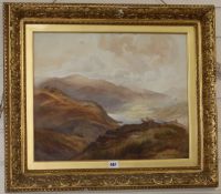 Edward George Hobley (1866-1916), watercolour, Cumbrian lake scene with sheep, signed and dated