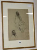 Ernest Borough Johansen, pencil study, figure study, one signed and dated 1906, 37 x 26cm