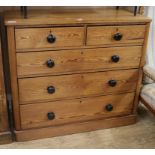 A Victorian pitch pine chest of drawers W.109cm